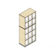 Klappenschrank - 15 Fächer - 2-teil.